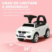 HOMCOM Mașinuță cu Volan, Mașină Copii cu Faruri și Muzică Integrată, Vârstă 18-36 Luni, 63,5x28x36 cm, Alb | Aosom Romania