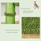 PawHut Centru de Activități pentru Pisici în Formă de Cactus, Zona de Joacă și Odihnă, 40x40x96cm, Verde | Aosom Romania