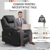 HOMCOM Scaun cu Ridicare Electrică, Masaj, Telecomandă și Buzunare Laterale pentru Vârstnici, din Piele PU, 88x92x106 cm, Negru | Aosom Romania