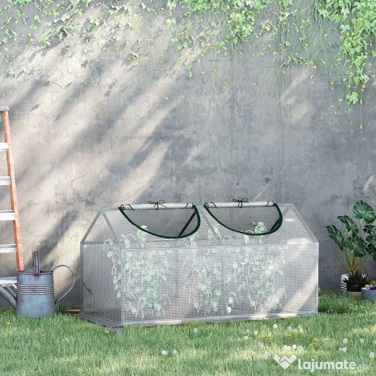 Mini Sera Outsunny pentru Plante, Legume, Fructe, cu 2 Ferestre, Design Portabil 119x60x60cm, Alb | Aosom Romania