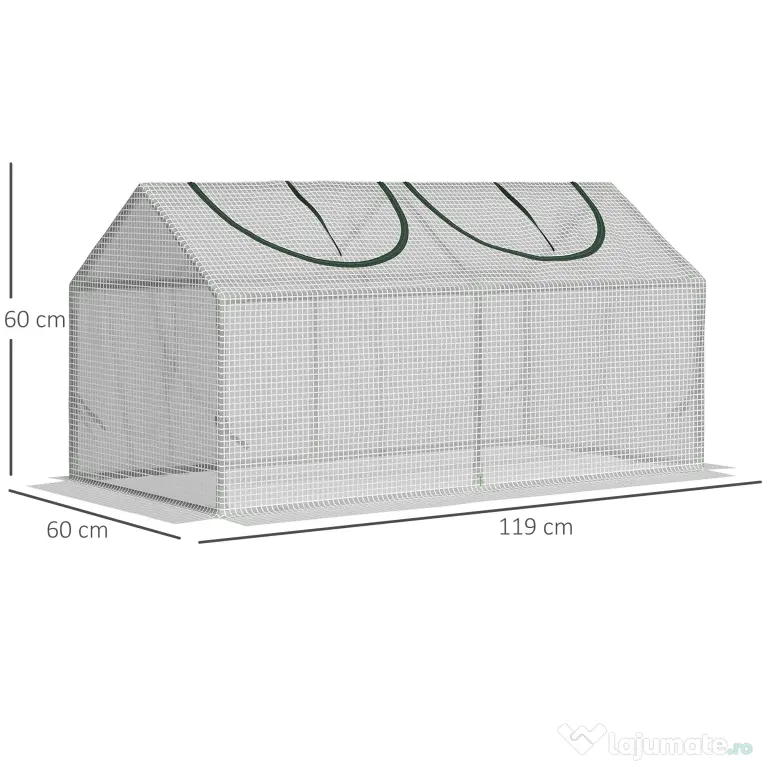 Mini Sera Outsunny pentru Plante, Legume, Fructe, cu 2 Ferestre, Design Portabil 119x60x60cm, Alb | Aosom Romania