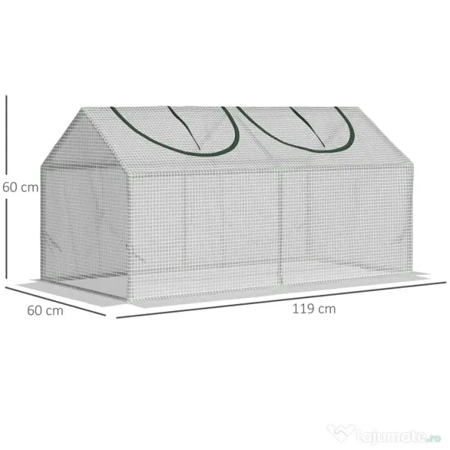Mini Sera Outsunny pentru Plante, Legume, Fructe, cu 2 Ferestre, Design Portabil 119x60x60cm, Alb | Aosom Romania