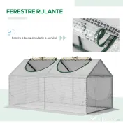 Mini Sera Outsunny pentru Plante, Legume, Fructe, cu 2 Ferestre, Design Portabil 119x60x60cm, Alb | Aosom Romania 