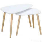 HOMCOM Set de 2 masute laterale moderne, mese cuib triunghiulare, noptiere, masuta de cafea