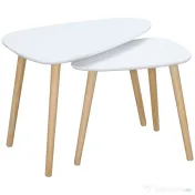 HOMCOM Set de 2 masute laterale moderne, mese cuib triunghiulare, noptiere, masuta de cafea 