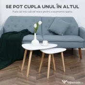 HOMCOM Set de 2 masute laterale moderne, mese cuib triunghiulare, noptiere, masuta de cafea 