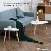 HOMCOM Set de 2 masute laterale moderne, mese cuib triunghiulare, noptiere, masuta de cafea 