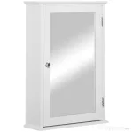 kleankin Mobilier Baie Suspendat cu Oglinda si Usa cu Inchidere Magnetica, 41x14x60cm - Alb