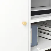 HOMCOM Cabinet TV 55" cu 2 Dulapuri, Uși și 2 Rafturi Deschise, Consolă TV din Lemn și PAL, 120x34x50 cm, Alb | Aosom Romania