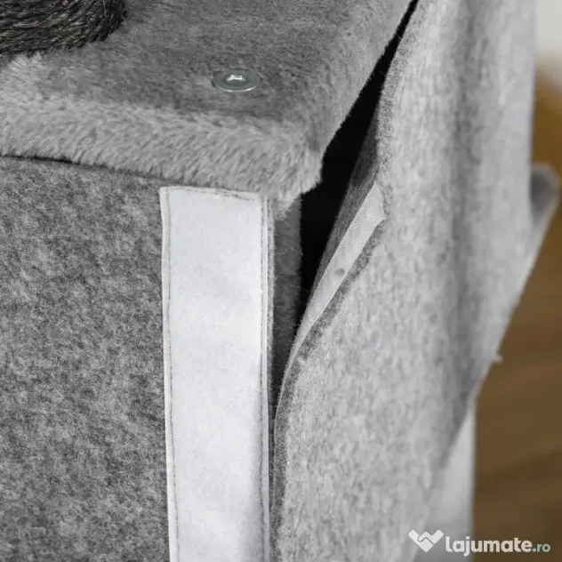 PawHut Arbore Răzuitoare pentru Pisici 48x48x107 cm Turn pentru Pisici cu Cavernă de Fetru Demontabilă Hamacă Paturi Platforme Gri | Aosom Romania