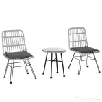 Outsunny Set masuta de cafea si 2 scaune , din ratan PE, Gri