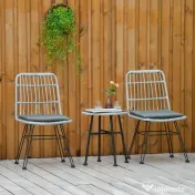 Outsunny Set Mobilier Grădină 3 Piese din Ratan, Salon Exterior cu Măsuță de Cafea și Scaune, Ideal pentru Spații Deschise, Gri | Aosom Romania