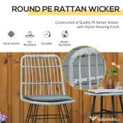 Outsunny Set Mobilier Grădină 3 Piese din Ratan, Salon Exterior cu Măsuță de Cafea și Scaune, Ideal pentru Spații Deschise, Gri | Aosom Romania
