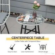 Outsunny Set Mobilier Grădină 3 Piese din Ratan, Salon Exterior cu Măsuță de Cafea și Scaune, Ideal pentru Spații Deschise, Gri | Aosom Romania