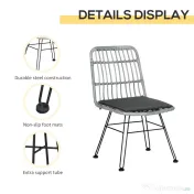 Outsunny Set Mobilier Grădină 3 Piese din Ratan, Salon Exterior cu Măsuță de Cafea și Scaune, Ideal pentru Spații Deschise, Gri | Aosom Romania