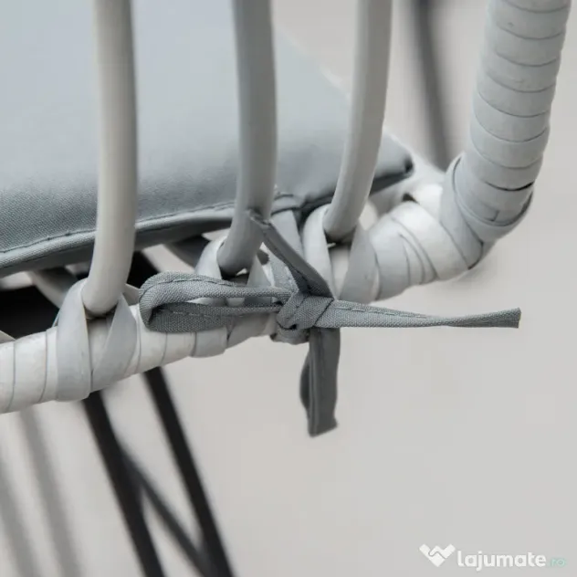 Outsunny Set Mobilier Grădină 3 Piese din Ratan, Salon Exterior cu Măsuță de Cafea și Scaune, Ideal pentru Spații Deschise, Gri | Aosom Romania