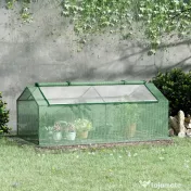 Outsunny Mini sera gradina pentru plante, sera Mica pentru Gradina pe 2 Nivele, pentru legume, fructe din PE, Verde | Aosom Romania