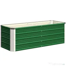 Outsunny Jardinieră de grădină fără bază, cu 2 zone de cultivare, din oțel, 125x47x40 cm, verde