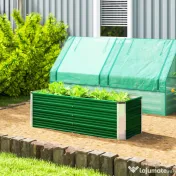 Outsunny Jardinieră de grădină fără bază, cu 2 zone de cultivare, din oțel, 125x47x40 cm, verde