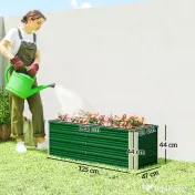 Outsunny Jardinieră de grădină fără bază, cu 2 zone de cultivare, din oțel, 125x47x40 cm, verde