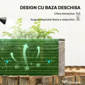 Outsunny Jardinieră de grădină fără bază, cu 2 zone de cultivare, din oțel, 125x47x40 cm, verde
