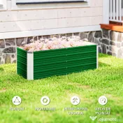 Outsunny Jardinieră de grădină fără bază, cu 2 zone de cultivare, din oțel, 125x47x40 cm, verde