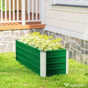 Outsunny Jardinieră de grădină fără bază, cu 2 zone de cultivare, din oțel, 125x47x40 cm, verde
