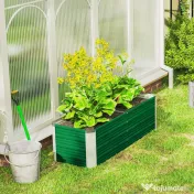Outsunny Jardinieră de grădină fără bază, cu 2 zone de cultivare, din oțel, 125x47x40 cm, verde