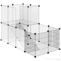 Cusca metalica modulara, 27 panouri, Otel, PP, negru 140x70x90cm PawHut | Aosom Romania