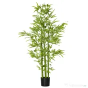 HOMCOM Planta Artificiala de Bambus 150 cm Inaltime cu Ghiveci Inclus pentru Interior si Exterior - Verde 