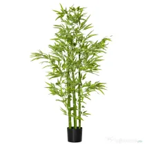 HOMCOM Planta Artificiala de Bambus 150 cm Inaltime cu Ghiveci Inclus pentru Interior si Exterior - Verde