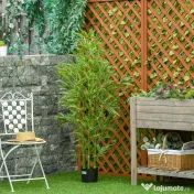 HOMCOM Planta Artificiala de Bambus 150 cm Inaltime cu Ghiveci Inclus pentru Interior si Exterior - Verde 