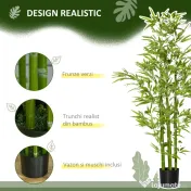 HOMCOM Planta Artificiala de Bambus 150 cm Inaltime cu Ghiveci Inclus pentru Interior si Exterior - Verde 