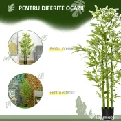 HOMCOM Planta Artificiala de Bambus 150 cm Inaltime cu Ghiveci Inclus pentru Interior si Exterior - Verde 