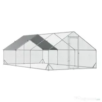 Cotet gaini PawHut cu Cadru Zincat si Plasa Hexagonala, Acoperis din Material Impermeabil pentru Gaini, Rate si Iepuri, 3x6x2m | Aosom Romania
