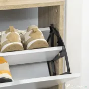 HOMCOM Dulap pentru Pantofi Slim, Economisitor de Spațiu, cu 2 Sertare pentru 8 Perechi de Pantofi, 62.5x26x81 cm, Lemn și Alb