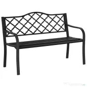 Outsunny Bancă de Grădină cu 2 Locuri, din Oțel și Fontă, Design Clasic, 128x58.5x89 cm, Negru | Aosom Romania 
