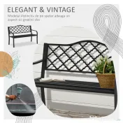 Outsunny Bancă de Grădină cu 2 Locuri, din Oțel și Fontă, Design Clasic, 128x58.5x89 cm, Negru | Aosom Romania 