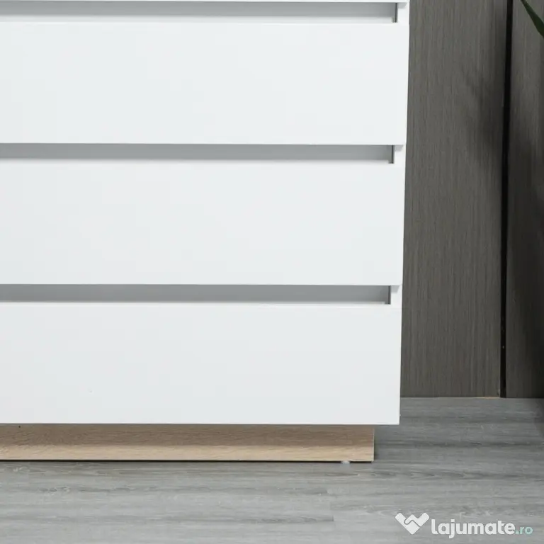 HOMCOM Comodă cu 5 Sertare din Lemn, Comodă pentru Dormitor cu Dispozitiv Anti-Răsturnare, 80x40x109 cm, Alb | Aosom Romania