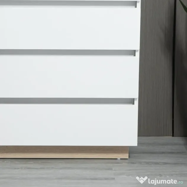HOMCOM Comodă cu 5 Sertare din Lemn, Comodă pentru Dormitor cu Dispozitiv Anti-Răsturnare, 80x40x109 cm, Alb | Aosom Romania
