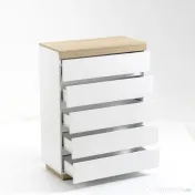 HOMCOM Comodă cu 5 Sertare din Lemn, Comodă pentru Dormitor cu Dispozitiv Anti-Răsturnare, 80x40x109 cm, Alb 
