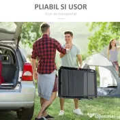 Outsunny Sezlong pentru Plaja cu Spatar Rabatabil pe 5 Pozitii si Perna, Sezlong de Gradina Pliabil din Otel si Tesatura Plasa, Gri 