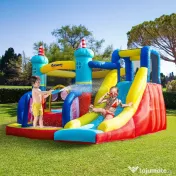 Outsunny Castel Gonflabil 4 in 1 pentru Copii de la 3 la 8 ani cu Tobogan, Trambulina, Piscina si Pompa inclusa, 265x260x200cm 