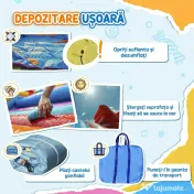 Outsunny Castel Gonflabil 4 in 1 pentru Copii de la 3 la 8 ani cu Tobogan, Trambulina, Piscina si Pompa inclusa, 265x260x200cm 