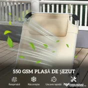 Outsunny Șezlong de plajă, Pliabil cu suport pentru cap, spătar reglabil, aluminiu și textilene, bej 