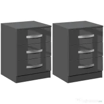 HOMCOM Noptiere, 2 Piese cu 3 Sertare, pentru dormitor si sufragerie Elegant si Modern, 40x36x56cm, Gri | Aosom Romania