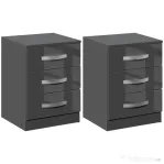 Homcom Set 2 Noptiere Moderne cu design compact si 3 sertare