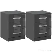 Homcom Set 2 Noptiere Moderne cu design compact si 3 sertare 