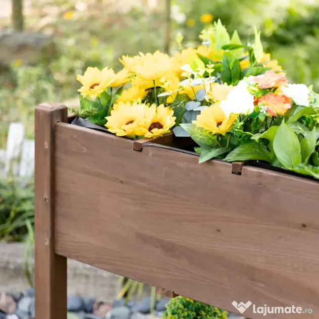 Outsunny Raised Garden Bed Planter Box w/ 8 Grow Grids, Storage Shelf & Lockable Wheels | Aosom Romania