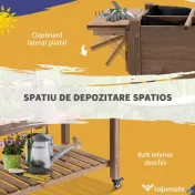 Outsunny Raised Garden Bed Planter Box w/ 8 Grow Grids, Storage Shelf & Lockable Wheels 